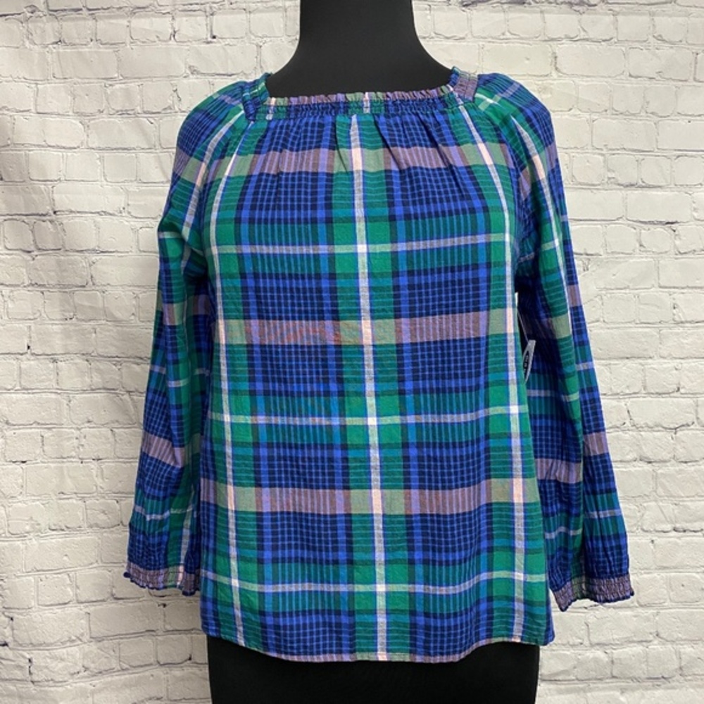 Old Navy plaid square neck gauze top - Picture 1 of 6